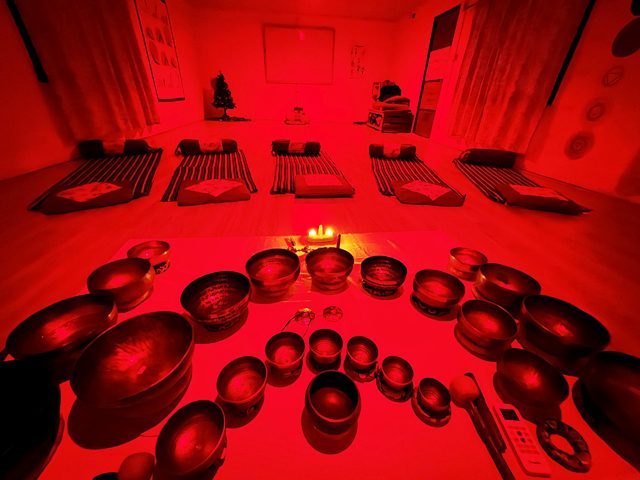 Sound Healing session at Niru Yoga Homestay with meditation hiking retreat, Nagarkot village, Bhaktapur, Kathmandu valley Nepal.